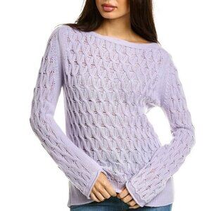 Malo Cashmere Lattice Knit Wool & Cashmere Luxury Sweater Size S Purple NWT